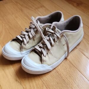 Nike Beige Canvas Sneakers with White Soles 6.5